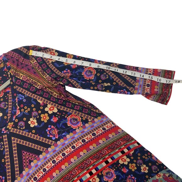 Johnny Was Cruz Boho Floral V-Neck Tunic Top S Viscose bamboo stretch jersery - Picture 7 of 8